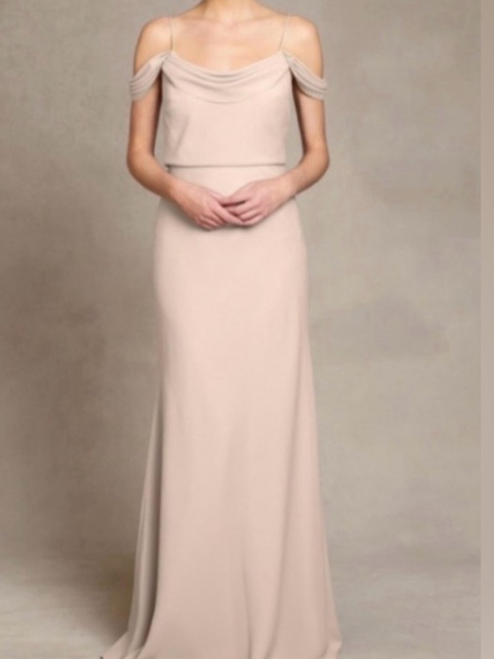 Jenny Yoo Collection Elegant Off-Shoulder Blush Women’s Evening Dress